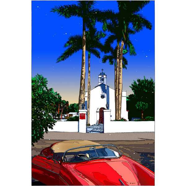 南の教会の前で